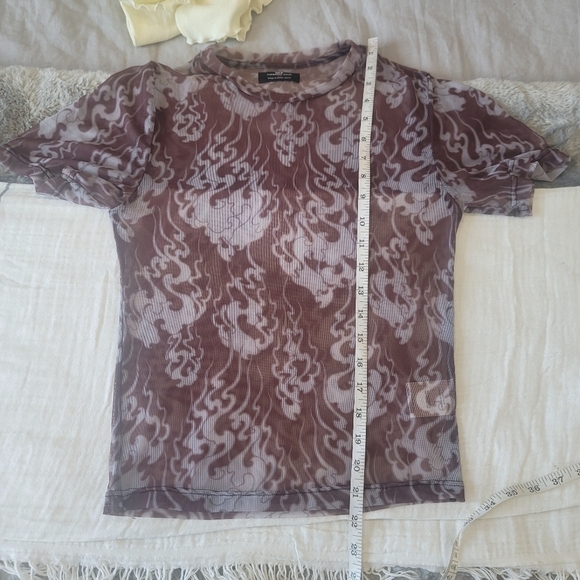 STANDARD ISSUE Sheer Mesh Y2K Short Sleeve top size Medium - Picture 7 of 8